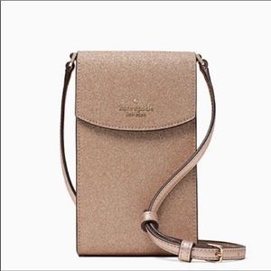 Kate Spade phone size crossbody in gold sparkle color